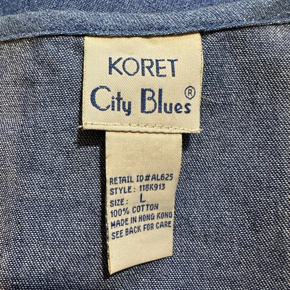 Koret City Blues Vintage 1990s Y2K Blue Denim Patchwork Open Holes Vest Large - Picture 14 of 15